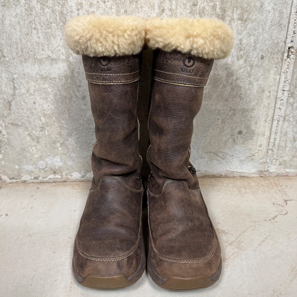 Ulu Womens Brown Leather Shearling Lined Winter Boots Mid Calf Size 7 7KOLL40702 - Picture 2 of 6